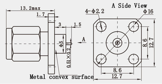 2.4 Millimeter Wave Series RF Stainless Steel Male Plug Connector with Microstrip