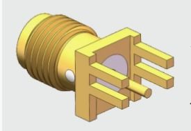50 Ohm Altın Kaplama Düz SMA Dişi 4 Bacaklı Delikten Geçen Lehim PCB Konnektörü, frekans 18 GHz'e kadar