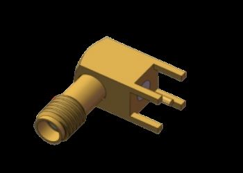 Dik Açı SSMA / Mini SMA Dişi / Jak RF Koaksiyel Konnektör 4 Bacaklı Delikten Geçen Lehim PCB ​18GHz'e Kadar