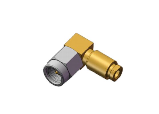 50Ω 18GHz Mini SMA Erkek Dik Açı SSMA RF Koaksiyel Konnektör, Altın Kaplama İletkenli